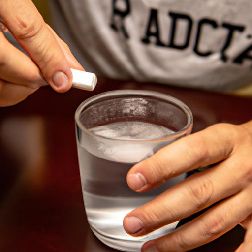 A person drinking water with baking soda to pass a drug test